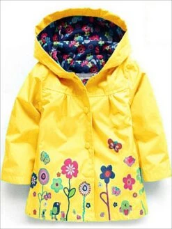 Girls Hooded Floral Print Raincoat -MEO Kid Clothing Shop girls hooded floral print raincoat 20 39 99 40 59 2t3t 6x6y bfcutoff jacket mia belle overseas fulfillment baby 372