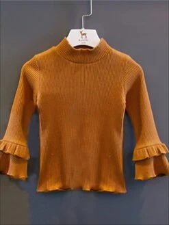 Double Flare Sleeve Knit Top -MEO Kid Clothing Shop girls knit double layer flare sleeve top brown 2t 19 99 and under 20 39 40 59 2t3t 4t5y fall mia belle overseas fulfillment baby 529