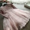 Lace Obsessed Long Sleeve Floral Dress -MEO Kid Clothing Shop girls lace long sleeve dress pink gray 3t 20 39 99 40 59 2t3t 4t5y 6x6y fall dressy mia belle overseas fulfillment baby 177