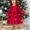 The Real Gift Tiered Lace Princess Holiday Dress -MEO Kid Clothing Shop girls long sleeve tiered lace princess holiday dress red 3t 20 39 99 40 59 10y12y 2120 2t3t fall dressy mia belle baby 581