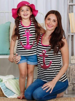 Mommy & Me Striped Sequin Anchor Tank Top