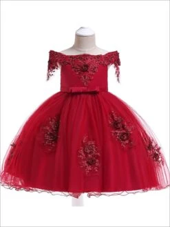 'Tis The Season Lace Applique Holiday Dress -MEO Kid Clothing Shop girls off shoulder lace applique holiday dress red 3t4t 20 39 99 40 59 10y12y 2100 2t3t fall dressy mia belle baby 308 925c20d3 3b3c 4fbf a7a9 62d6913e3ff1