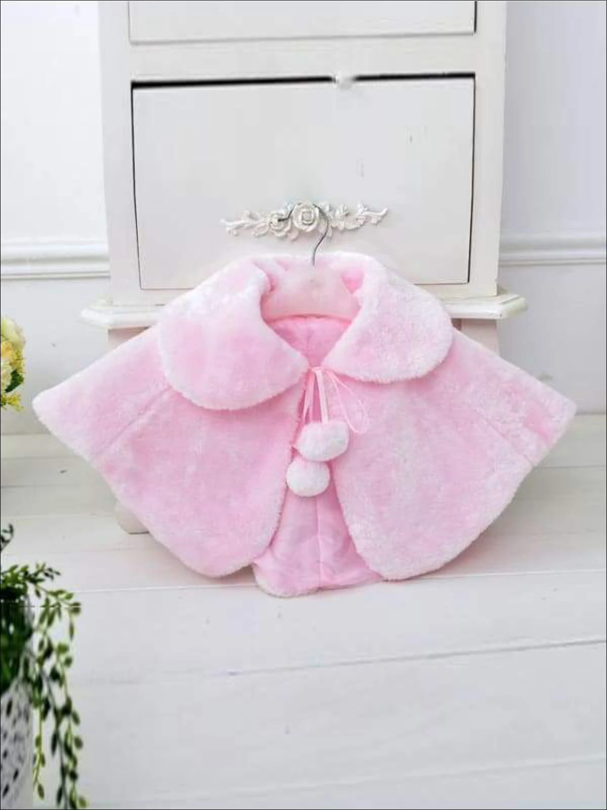 Girls Pom Pom Furry Bolero (Red, Burgundy, Hot Pink, White, Pink) 7 Girls Pom Pom Furry Bolero (Red, Burgundy, Hot Pink, White, Pink) - Image 5