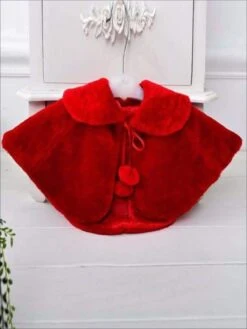 Girls Pom Pom Furry Bolero (Red, Burgundy, Hot Pink, White, Pink)