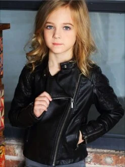 Girls Quilted Sleeve Synthetic Leather Moto Jacket -MEO Kid Clothing Shop girls quilted sleeve synthetic leather moto jacket black 3t 40 59 99 10y12y 2t3t 4t5y 6x6y mia belle overseas fulfillment baby 295