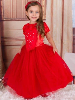 Pearl Princess Gown & Cape Set -MEO Kid Clothing Shop girls red dress matching cape set 20 39 99 40 59 2t3t 4t5y 6x6y fall dressy mia belle overseas fulfillment baby 327