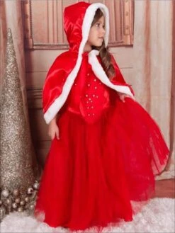 Pearl Princess Gown & Cape Set -MEO Kid Clothing Shop girls red dress matching cape set 20 39 99 40 59 2t3t 4t5y 6x6y fall dressy mia belle overseas fulfillment baby 403