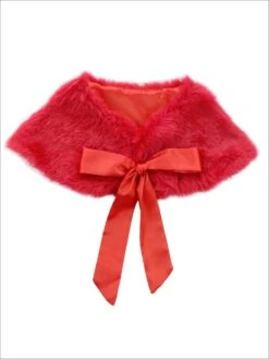 Girls Red Faux Fur Princess Cloak/Bolero