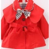 Girls Red Trench Coat With Plaid Bow -MEO Kid Clothing Shop girls red trench coat with plaid bow 2t 20 39 99 40 59 2t3t 4t5y cf color jacket mia belle overseas fulfillment baby 747