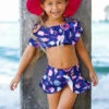 Sweet Treat Two Piece Swimsuit -MEO Kid Clothing Shop girls retro print off the shoulder ruffled top skirted bottom two piece swimsuit 20 39 99 40 59 4t5y 6y6x 7y8y mia belle baby 949