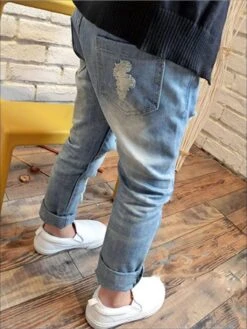 Ripped Just Right Denim Jeans -MEO Kid Clothing Shop girls ripped hole broken denim jeans 20 39 99 40 59 10y12y 2t3t 4t5y spring bottom mia belle overseas fulfillment baby 303