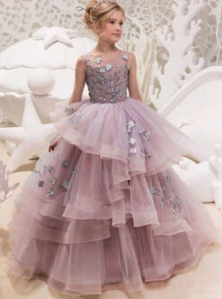 Radiant Floral Tiered Communion Special Occasion Dress