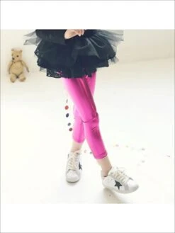 Girls Shiny Metallic Leggings ( 4 Color Options) -MEO Kid Clothing Shop girls shiny metallic leggings 4 color options 19 99 and under 20 39 40 59 10y12y 6x6y mia belle overseas fulfillment baby 314