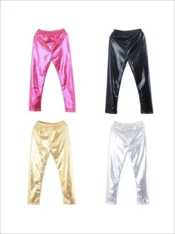 Girls Shiny Metallic Leggings ( 4 Color Options)