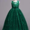 Evergreen Beauty Embroidered Holiday Gown -MEO Kid Clothing Shop girls sleeveless flower applique floor length pageant special occasion dress green 4t5y 20 39 99 40 59 10y12y 6y6x fall dressy mia belle baby 120