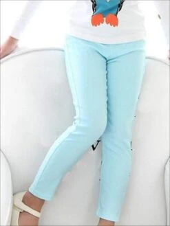 Girls Stretch Candy Colored Faux Denim Jeggings -MEO Kid Clothing Shop girls stretch candy colored faux denim jeggings blue 3t 19 99 and under 20 39 40 59 2t3t 4t5y mia belle overseas fulfillment baby 728
