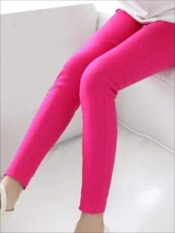 Girls Stretch Candy Colored Faux Denim Jeggings -MEO Kid Clothing Shop girls stretch candy colored faux denim jeggings hot pink 3t 19 99 and under 20 39 40 59 2t3t 4t5y mia belle overseas fulfillment baby 729