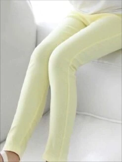 Girls Stretch Candy Colored Faux Denim Jeggings -MEO Kid Clothing Shop girls stretch candy colored faux denim jeggings yellow 3t 19 99 and under 20 39 40 59 2t3t 4t5y mia belle overseas fulfillment baby 607