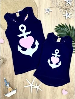 Mommy & Me Back Bow Anchor & Heart Tank -MEO Kid Clothing Shop mommy me back bow anchor heart tank navy 2t3t 19 99 and under 20 39 40 59 10y12y top mia belle baby 197