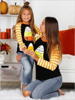 Mommy & Me Candy Corn Raglan Top